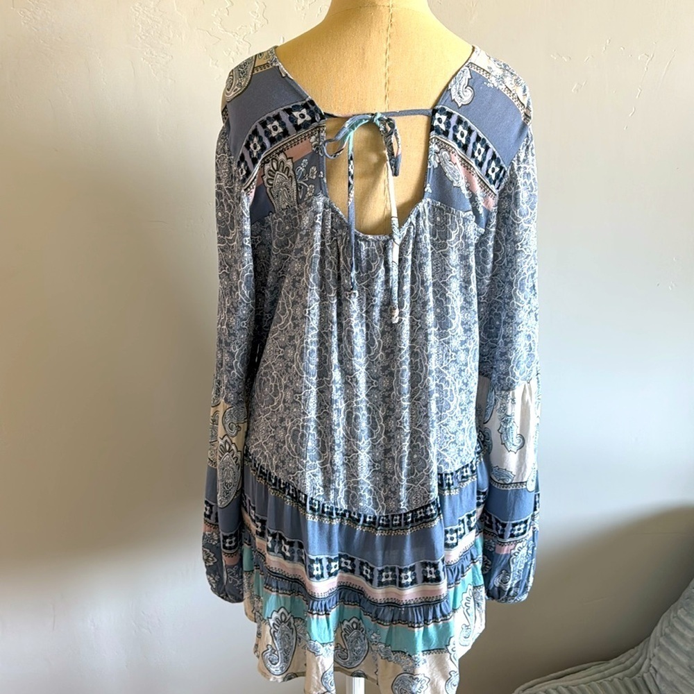 Knox Rose Prairie Peasant Blouse Womens XL Paisley Pirate sleeve Bohemian - Picture 3 of 9